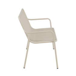 Banc minimaliste en métal KINIO - Noir, Beige