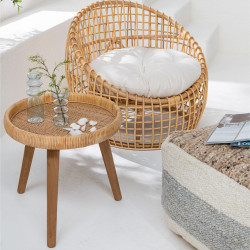 Pouf tissu avec rayures RAYO