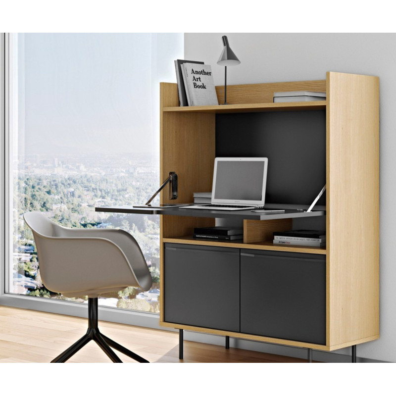 Modern Design Desk Made By Teme In Portugal Bureau Station Design Moderne 104cm Bois Naturel Et Noir Lime