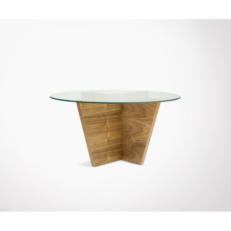 Round Gl And Walnut Side Table From Temahome Table D Oint Ronde Verre Et Noyer Oliva Temahome