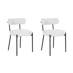 Lot de 2 chaises blanches en tissu bouclé BADOLA