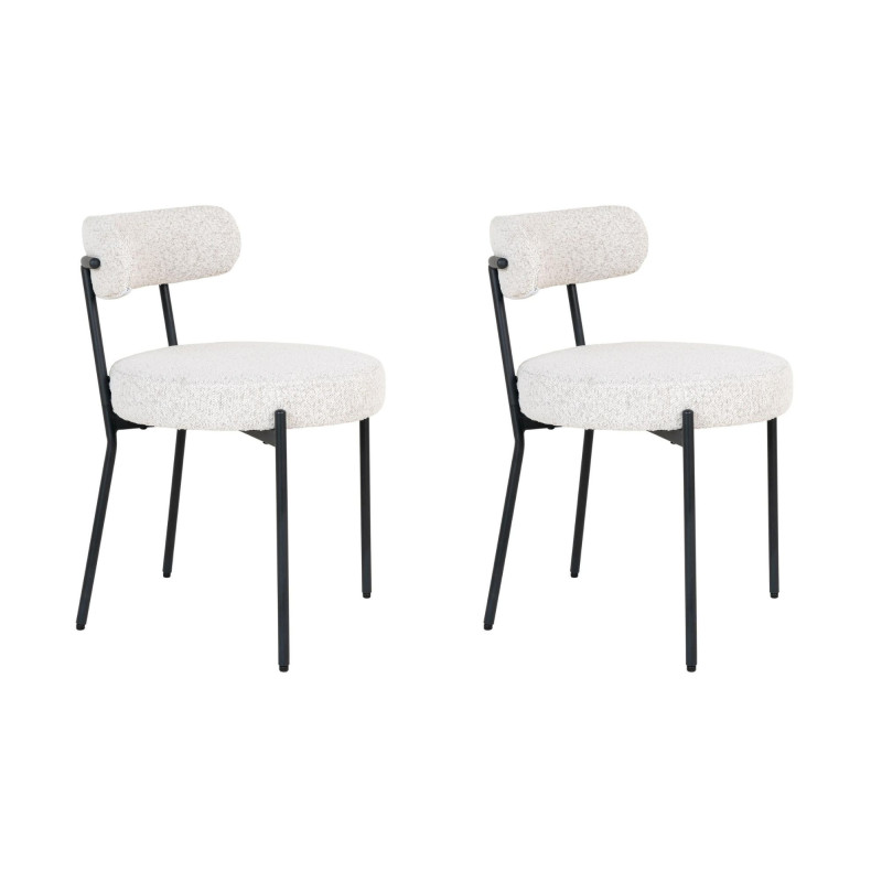 Lot de 2 chaises blanches en tissu bouclé BADOLA