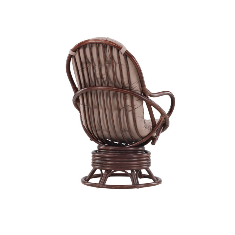 Fauteuil d'extérieur en rotin marron avec coussin TORI