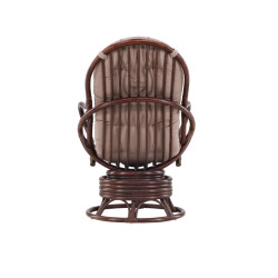 Fauteuil d'extérieur en rotin marron avec coussin TORI