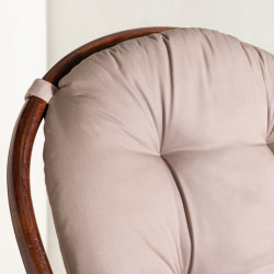 Fauteuil d'extérieur en rotin marron avec coussin TORI