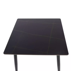 Table à manger carrée compacte 80 cm en céramique noire mate RION