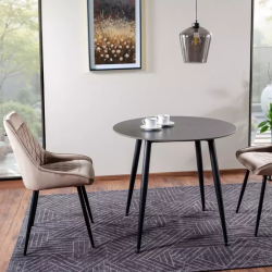 Table à manger ronde compacte 90 cm en céramique noire mate RION