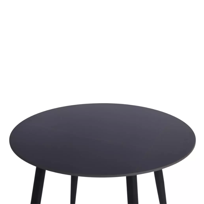 Table à manger ronde compacte 90 cm en céramique noire mate RION