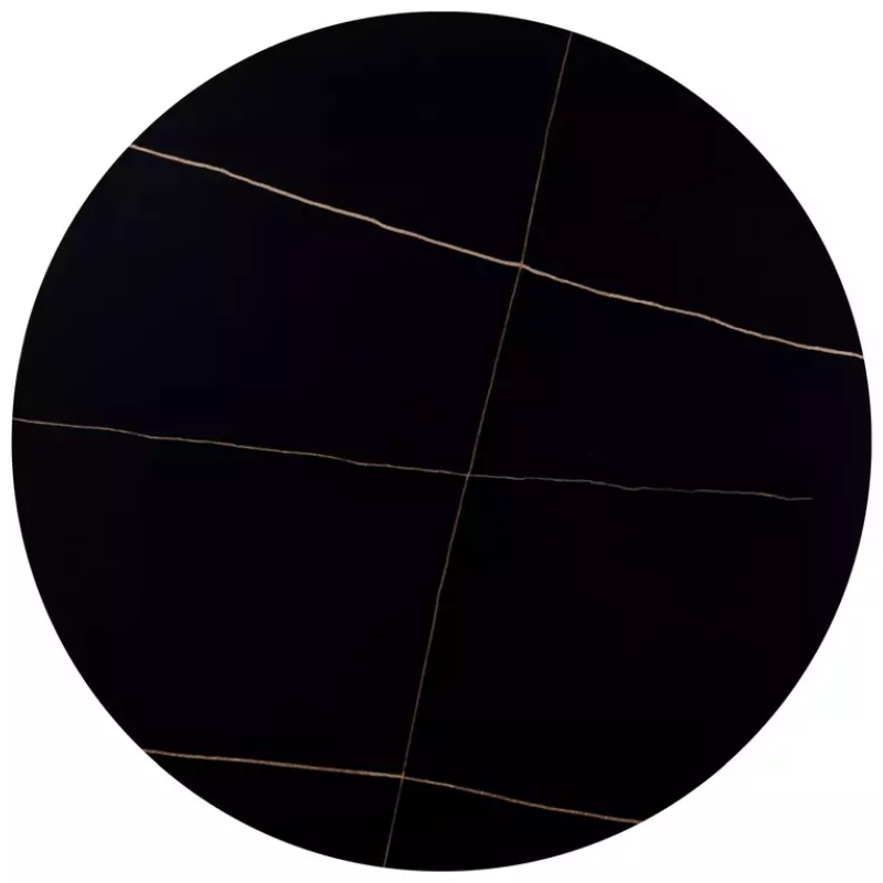 Table à manger ronde compacte 90 cm en céramique noire mate RION