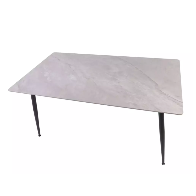Table à manger rectangulaire 130 cm en céramique gris brillant RION