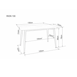 Table à manger rectangulaire 130 cm en céramique gris brillant RION