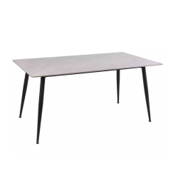 Table à manger rectangulaire 160 cm en céramique gris brillant RION