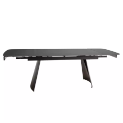 Table à manger extensible 160 + 80 cm, surface en céramique noir mat CITY