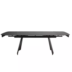 Table à manger extensible 160 + 80 cm, surface en céramique noir mat BACARDI