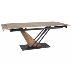 Table à manger extensible 180-240 cm, en céramique, métal noir mat et chêne GENESIS