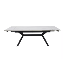 Table extensible 160 + 60 cm en céramique blanc mat - IMPERIA