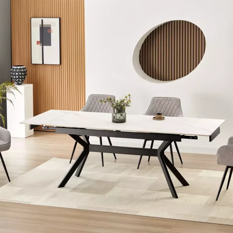 Table extensible 180 + 60 cm en céramique blanc mat - IMPERIA
