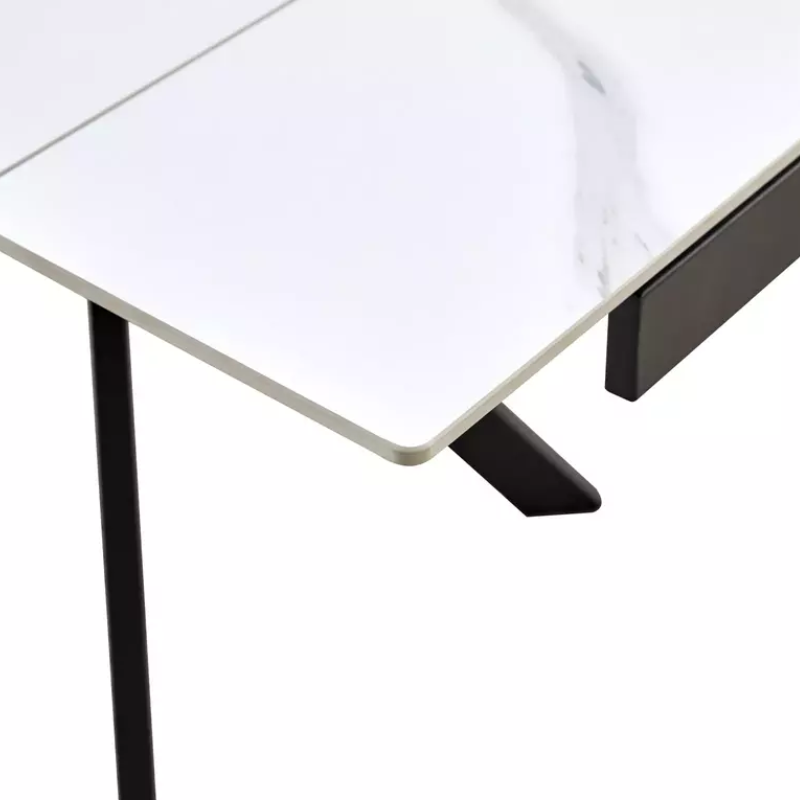 Table extensible 180 + 60 cm en céramique blanc mat - IMPERIA