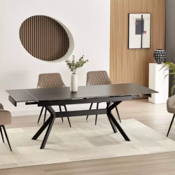 Table extensible 160 + 60 cm en céramique noir mat - IMPERIA