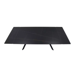 Table extensible 160 + 60 cm en céramique noir mat - IMPERIA