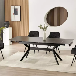 Table extensible 180 + 60 cm en céramique noir mat - IMPERIA