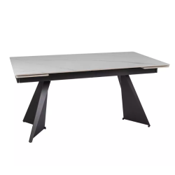 Table extensible 160 + 80 cm en céramique blanc mat - LACONI