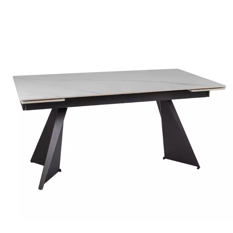 Table extensible 160 + 80 cm en céramique blanc mat - LACONI