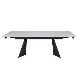 Table extensible 160 + 80 cm en céramique blanc mat - LACONI