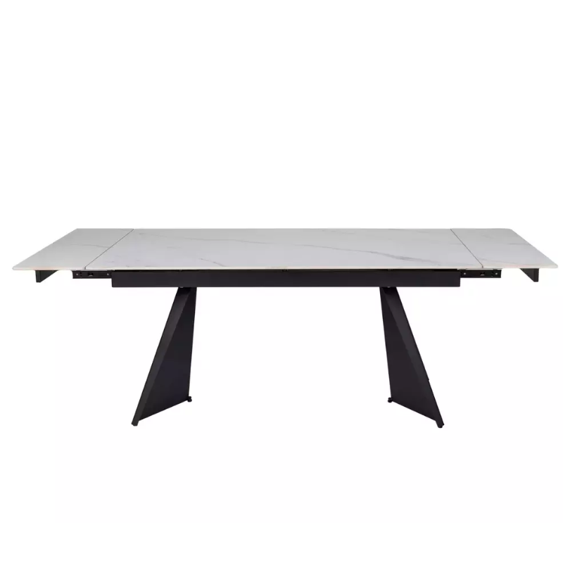 Table extensible 160 + 80 cm en céramique blanc mat - LACONI