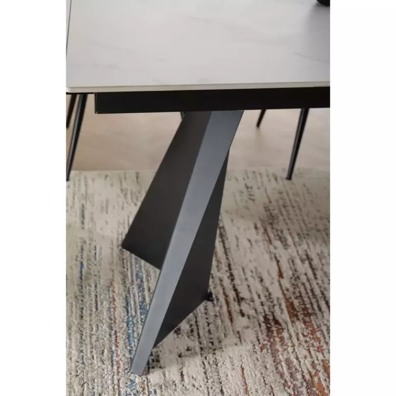 Table extensible 160 + 80 cm en céramique blanc mat - LACONI