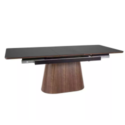 Table extensible 160 + 80 cm en céramique et bois noir mat - LANNA