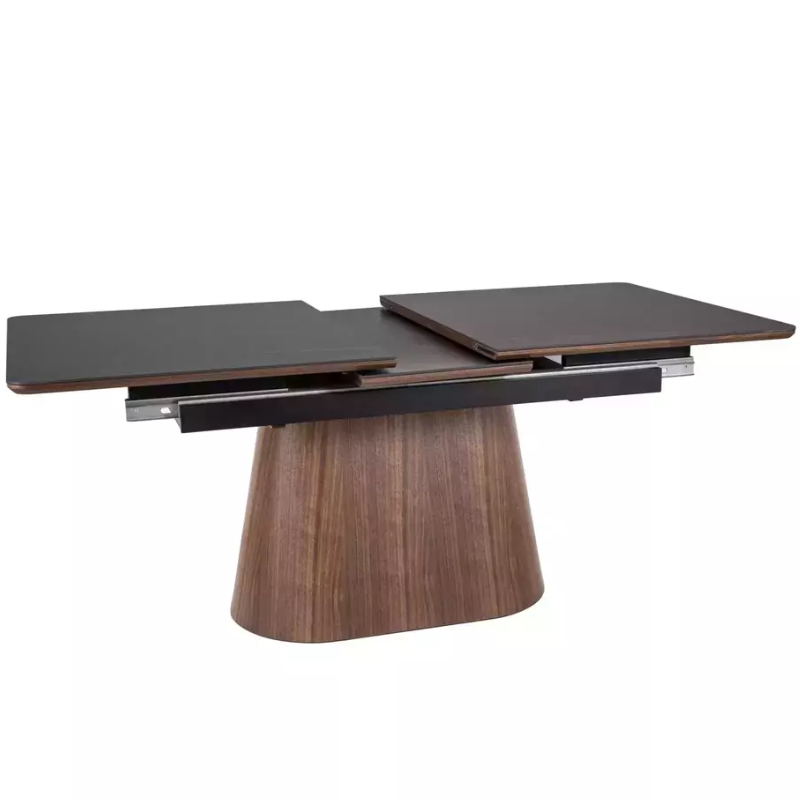 Table extensible 160 + 80 cm en céramique et bois noir mat - MONACO