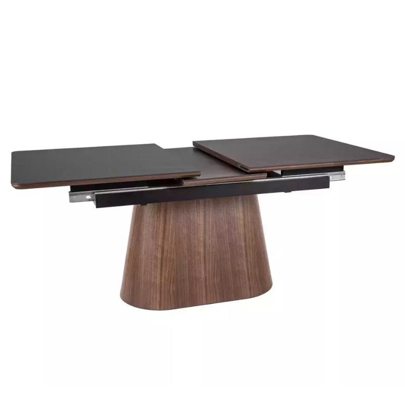 Table extensible 160 + 80 cm en céramique et bois noir mat - MONACO
