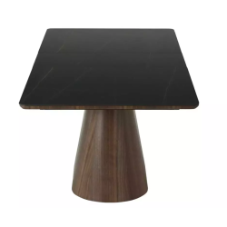 Table extensible 160 + 80 cm en céramique et bois noir mat - MONACO