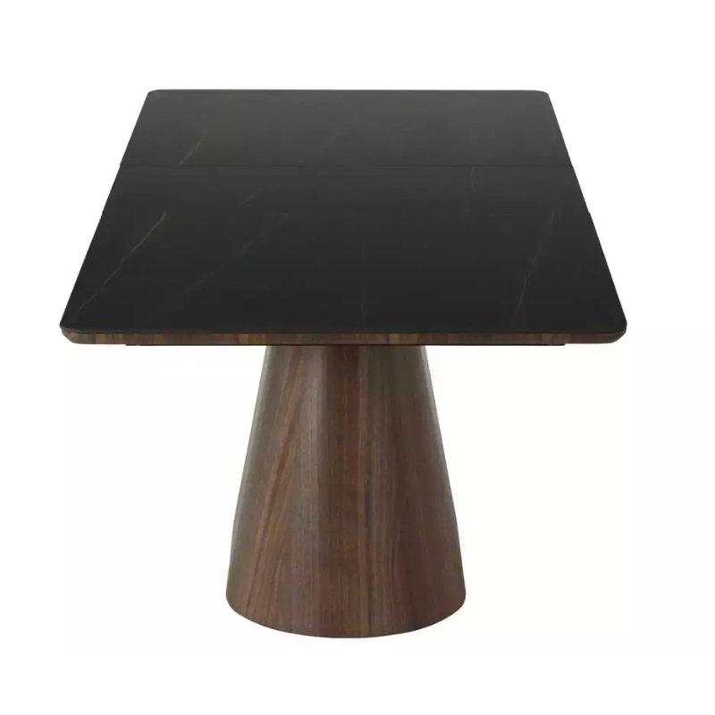 Table extensible 160 + 80 cm en céramique et bois noir mat - MONACO