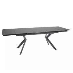 Table DELLA extensible 160 + 80 cm en céramique noir mat, 4 pieds noirs