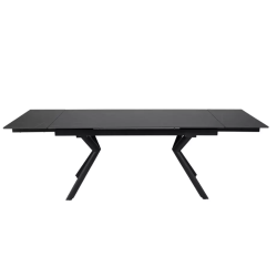 Table NORTON extensible 160 + 80 cm en céramique noir mat, 4 pieds noirs