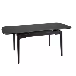 Table extensible 120 + 60 cm en céramique noir mat, structure bois - TOSINI