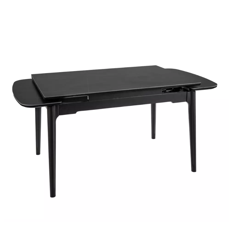 Table extensible 120 + 60 cm en céramique noir mat, structure bois - SENTOS
