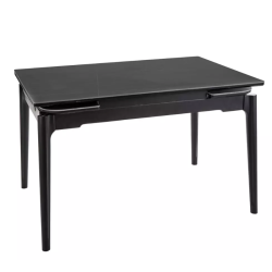 Table extensible 120 + 60 cm en céramique noir mat, structure bois - SENTOS