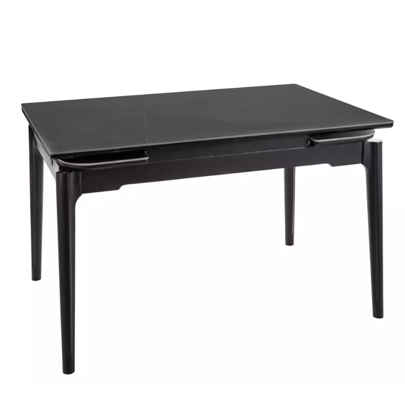 Table extensible 120 + 60 cm en céramique noir mat, structure bois - SENTOS