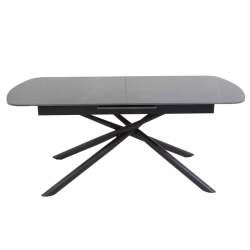 Table scandinave extensible 160 + 40 cm en céramique noir mat et métal - VECTOR