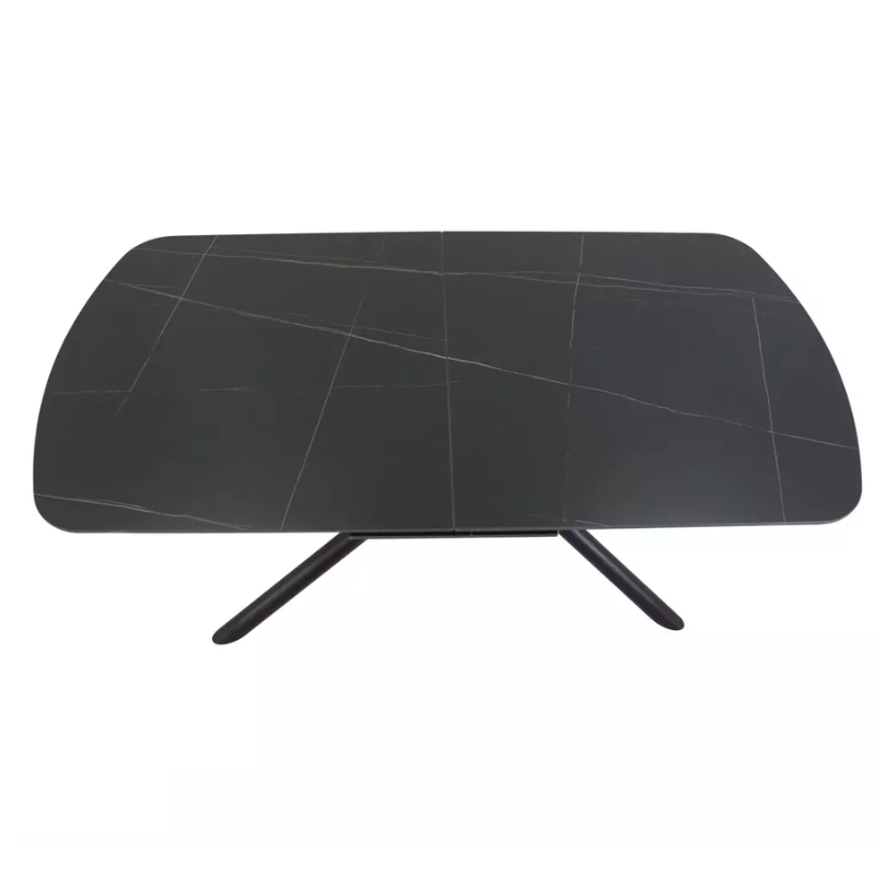 Table scandinave extensible 160 + 40 cm en céramique noir mat et métal - VECTOR
