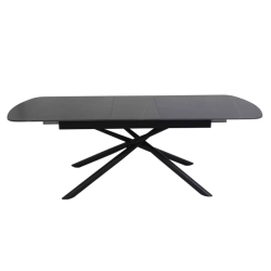 Table scandinave extensible 160 + 40 cm en céramique noir mat et métal - VECTOR