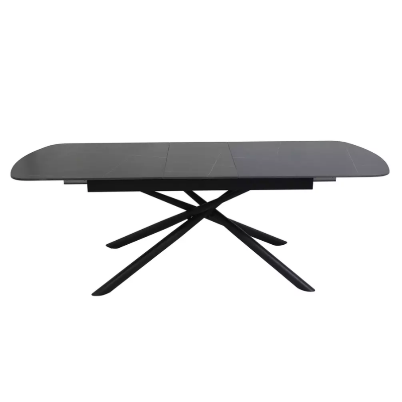Table scandinave extensible 160 + 40 cm en céramique noir mat et métal - VECTOR