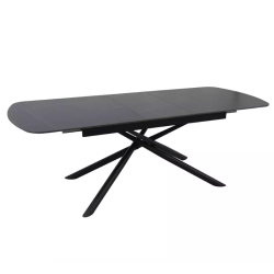 Table scandinave extensible 180 + 40 cm en céramique noir mat et métal - VECTOR