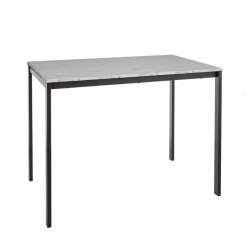 Table rectangulaire avec plateau effet marbre blanc et pieds noirs - AMEL