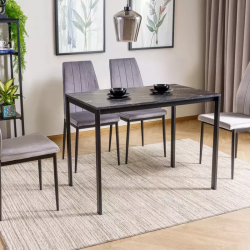 Table rectangulaire avec plateau effet marbre noir et pieds noirs - MARIO