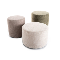 Pouf en tissu rond beige DAVI 43 x 32 cm