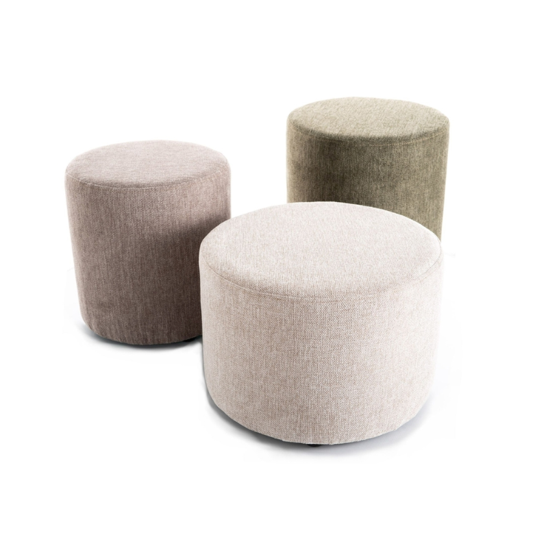 Pouf en tissu rond beige DAVI 43 x 32 cm